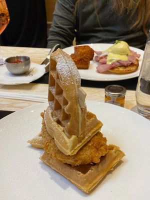 Vegan chicken and waffles! at Wynn Hotel - Terrace Pointe Cafe in Las Vegas