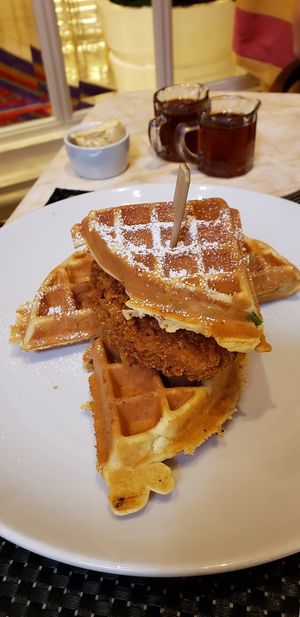 Vegan chicken n waffles at Wynn Hotel - Terrace Pointe Cafe in Las Vegas