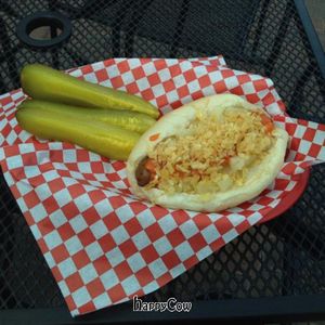 vegan hot dog at Simon's Hot Dogs in Sedona