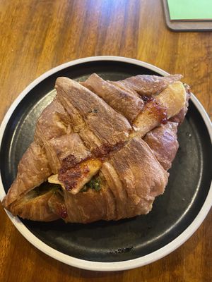 Breakfast croissant sandwich  at Rons Coffee House in South East London