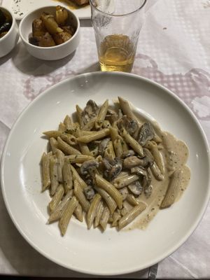 Mushroom trio pasta   at L'Aragosta Restaurant in Marsalforn