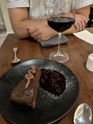 Chocolate cake & tasty wine options  at Foglia in Bristol