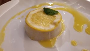 3rd annual truffle dinner Vanilla Bean panna cotta with lemon curd at Foglia in Bristol