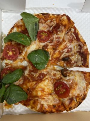 Margarita pizza (I moved the box a lot so the toppings came off🥲)  at Better than Milk - 우유보단 - Pop-up August 2022 ONLY in Seoul