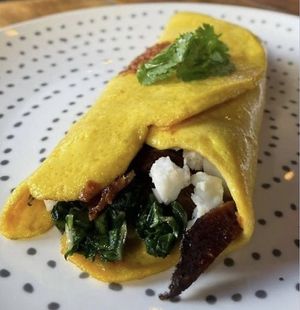 UVegg’n omelette with plant-based feta, plant-bacon and spinach  at Wtf Plant? in Cape Town