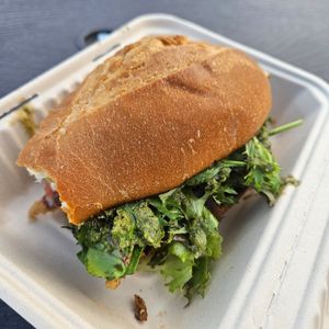 Chicken pesto sandwich. Took a bite before remembering to take the photo because I was so excited. at Alpine Eatery in Denver