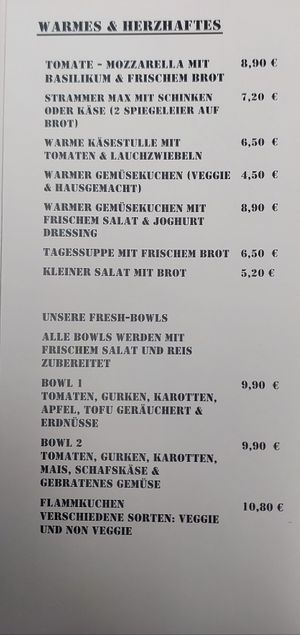Menu at KunstkAFFEe in Cologne