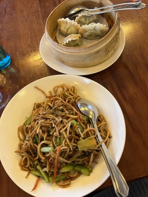 Vegan dumplings and vegan fried noodles  at Peking Ente Berlin in Berlin