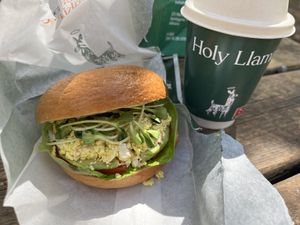 Tofu scramble and fredo cappuccino   at Holy Llama  - Imittos in Athens