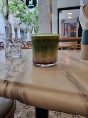 Strawberry matcha at Holy Llama  - Imittos in Athens