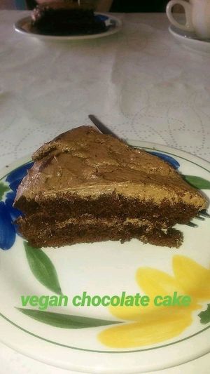 vegan chocolate cake at New Orchard Cafe in Poole