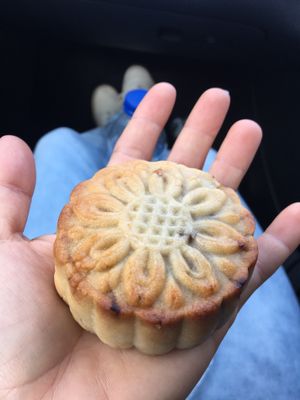 Moon cake with a nut and raisin filling  at New Orchard Cafe in Poole