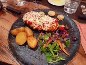 Stuffed aubergine as secondo piatto at Nevodi   in Venice