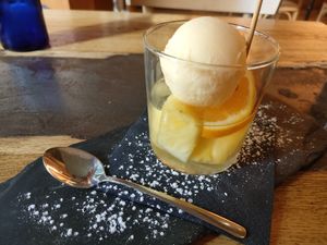 vegan dessert: pineapple, sorbet, & sambuca at Nevodi   in Venice