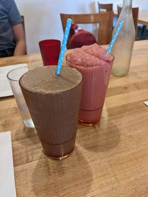 Chocolate milkshake and tofu smoothie at The Clever Rabbit in Edmonton
