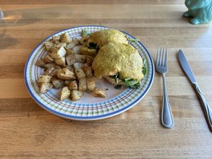 Vegan eggs Benedict   at The Clever Rabbit in Edmonton