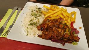 tofu "meat" at Lazarte Latin American Food in Salzburg