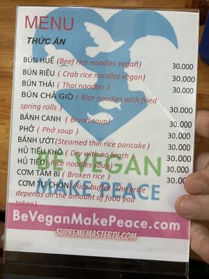 menu  at Khanh Ly Vegetarian Food in Phu Quoc