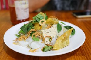 rice pancake with tofu at Khanh Ly Vegetarian Food in Phu Quoc