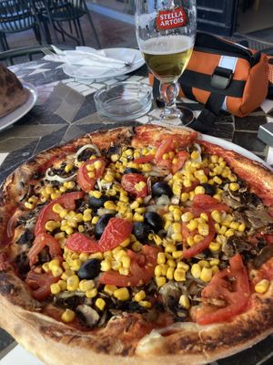 Vegan ‘de post’ pizza  at Quattro Amici in Sighisoara