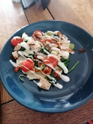 Tofu scramble on flatbread at Santih Holistics in Kidderminster