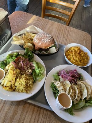 Mac n cheese, dumplings, trick burger, beyoutiful bowl   at Pingala Cafe & Eatery in Burlington
