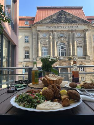 Makali Teller with a view from the restaurant terrace. at Al Jasmin in Frankfurt Oder
