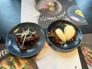 Vegan ribs and teriyaki chicken buns   at Wagamama in Stoke-on-trent