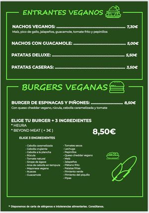 Carta Vegan   at Mostacho Murcia Burger Bar in Murcia
