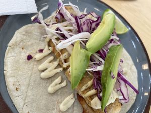 Tofu tacos  at Hotel So Far So Good in El Pescadero