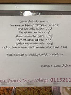 menu july 2023  at L'Articiocc in Turin