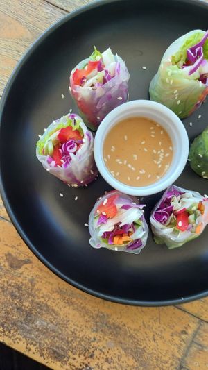 Spring rolls with peanut sauce  at Coffeenosky in Lovina