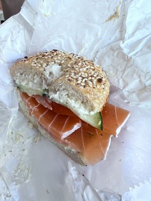 I am loving this lox! I hate the seitan taste from other meat substitutes & I can tell the moment I bite into this that this Sammy is far superior. Thank you Brewerytown Bakery!  at Brewerytown Bakery in Philadelphia