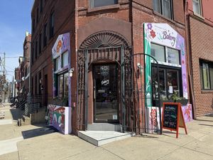 Outside the corner bakery  at Brewerytown Bakery in Philadelphia