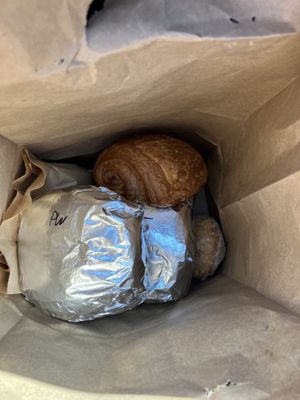 Pastries were tossed in under our sandwiches unwrapped 😕  at Brewerytown Bakery in Philadelphia