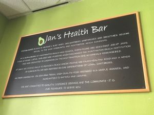 healthy wall at Jan's Health Bar in Huntington Beach