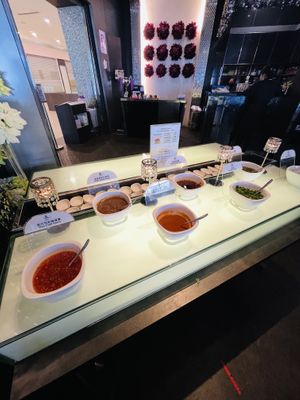 Sauces- some are vegan friendly (i.e chilli padi, coriander)  at Arashi Shabu-Shabu - KSL City in Johor Bahru