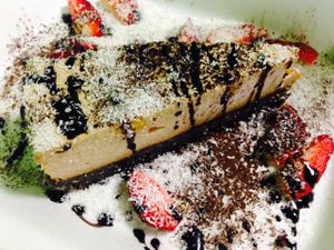 Raw vegan banana cake at BEMBA rawfood & plant-based in Bratislava