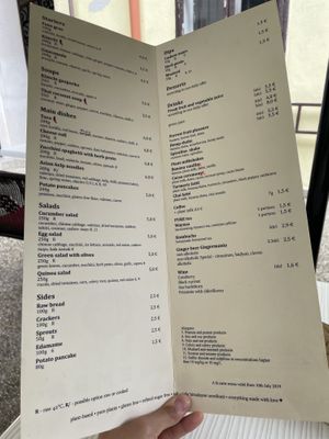 Menu at BEMBA rawfood & plant-based in Bratislava