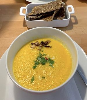 Thai coconut soup at BEMBA rawfood & plant-based in Bratislava