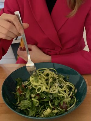 Green salad with olives at BEMBA rawfood & plant-based in Bratislava