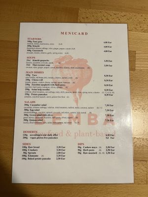 Menu - Food  at BEMBA rawfood & plant-based in Bratislava