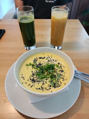 Amazing raw Thai coconut soup at BEMBA rawfood & plant-based in Bratislava