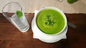 soup of the day - spinach at BEMBA rawfood & plant-based in Bratislava