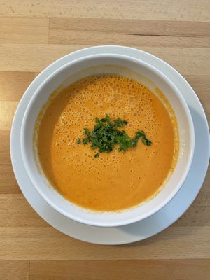 Raw vegan gazpacho soupp  at BEMBA rawfood & plant-based in Bratislava