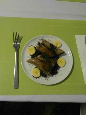 Raw poppy seed pancakes at BEMBA rawfood & plant-based in Bratislava