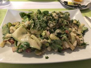 Cucumber yogurt salad at BEMBA rawfood & plant-based in Bratislava