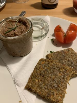 Faux gras and raw toast at BEMBA rawfood & plant-based in Bratislava