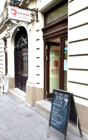Store front. at BEMBA rawfood & plant-based in Bratislava