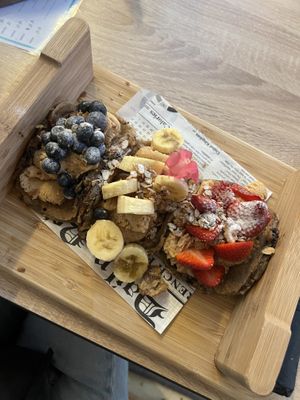 Vegan taco pancakes. Very tasty but extremely sweet   at Cookie Beacon Brunch in Budapest